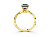 Yellow gold Fancy Black Princess Cut Solitaire Twisted Pave Band with Four-Prong Setting_6