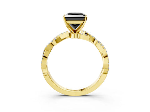 Yellow gold Fancy Black Princess Cut Solitaire Twisted Pave Band with Four-Prong Setting_6