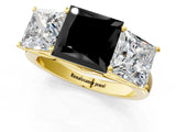 Yellow gold Fancy Black Princess Cut Three-Stone Diamond Ring with Prong Setting on a Classic Band_13
