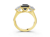 Yellow gold Fancy Black Princess Cut Three-Stone Diamond Ring with Prong Setting on a Classic Band_15