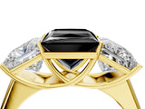 Yellow gold Fancy Black Princess Cut Three-Stone Diamond Ring with Prong Setting on a Classic Band_16