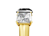 Yellow gold Fancy Black Princess Cut Three-Stone Diamond Ring with Prong Setting on a Classic Band_17