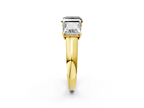 Yellow gold Fancy Black Princess Cut Three-Stone Diamond Ring with Prong Setting on a Classic Band_2