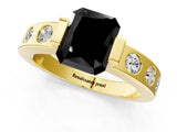 Yellow gold Fancy Black Radiant Cut Brilliant Channel-Set Diamond Ring with Bezel Prong Setting_1