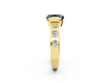 Yellow gold Fancy Black Radiant Cut Brilliant Channel-Set Diamond Ring with Bezel Prong Setting_2