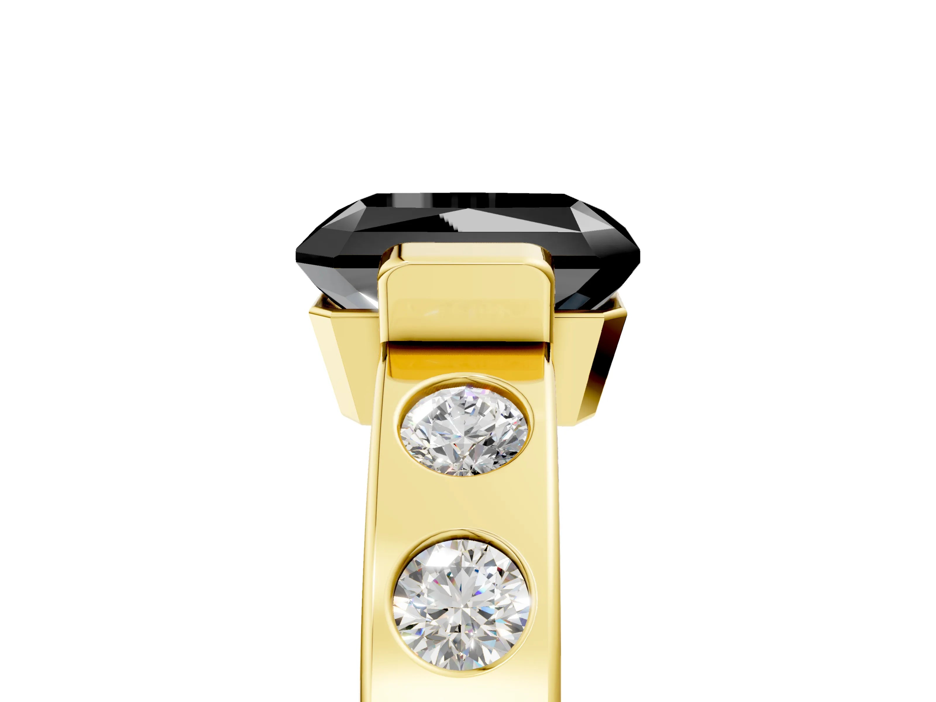 Yellow gold Fancy Black Radiant Cut Brilliant Channel-Set Diamond Ring with Bezel Prong Setting_5