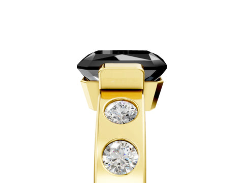 Yellow gold Fancy Black Radiant Cut Brilliant Channel-Set Diamond Ring with Bezel Prong Setting_5