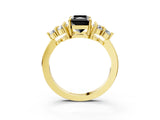 Yellow gold Fancy Black Radiant Cut Brilliant Diamond Cluster Accent Solitaire Ring with Prong Setting_3