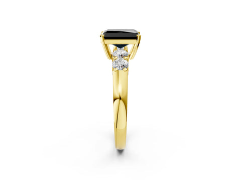 Yellow gold Fancy Black Radiant Cut Brilliant Diamond Five-Stone Engagement Ring with Prong Setting on a Classic Band_5