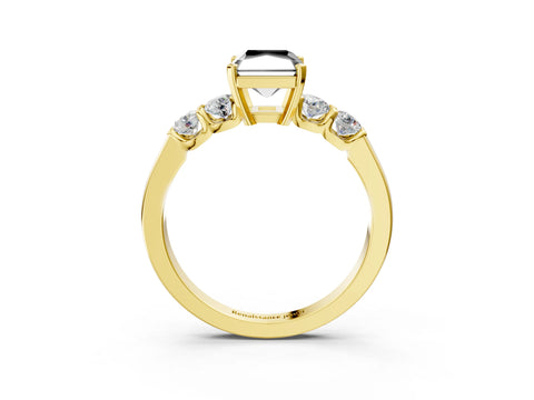 Yellow gold Fancy Black Radiant Cut Brilliant Diamond Five-Stone Engagement Ring with Prong Setting on a Classic Band_6