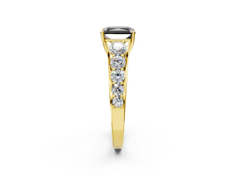 Yellow gold Fancy Black Radiant Cut Brilliant Diamond Pavé Band with Six-Prong Setting_2