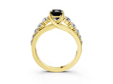 Yellow gold Fancy Black Radiant Cut Brilliant Diamond Pavé Band with Six-Prong Setting_3