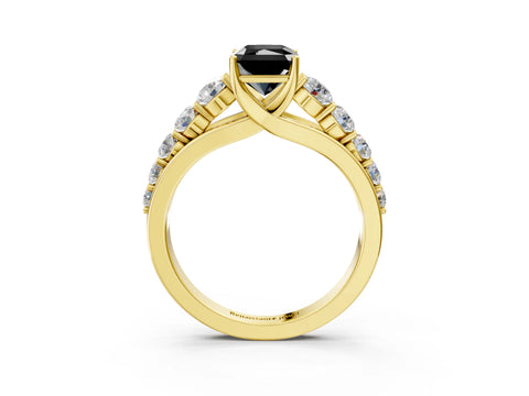 Yellow gold Fancy Black Radiant Cut Brilliant Diamond Pavé Band with Six-Prong Setting_3
