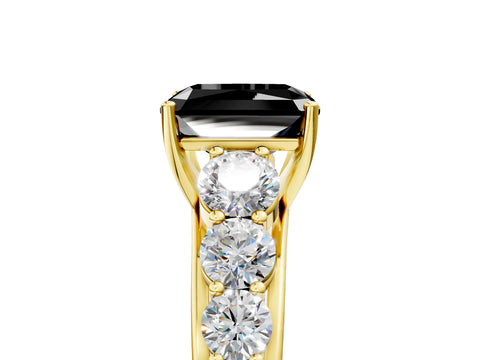 Yellow gold Fancy Black Radiant Cut Brilliant Diamond Pavé Band with Six-Prong Setting_5