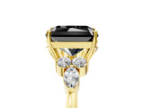 Yellow gold Fancy Black Radiant Cut Brilliant Diamond Solitaire Ring with Pear Side Stones and Four-Prong Setting_8