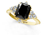 Yellow gold Fancy Black Radiant Cut Brilliant Diamond with Cluster Setting on a Beaded Band and Four-Prong Setting_1