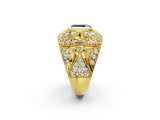 Yellow gold Fancy Black Radiant Cut Brilliant Halo Pave Diamond Milgrain Ring_2