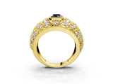 Yellow gold Fancy Black Radiant Cut Brilliant Halo Pave Diamond Milgrain Ring_3