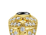 Yellow gold Fancy Black Radiant Cut Brilliant Halo Pave Diamond Milgrain Ring_5