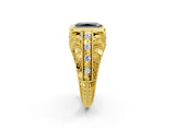 Yellow gold Fancy Black Radiant Cut Brilliant Milgrain Filigree Diamond Ring with Square Prong Setting_2