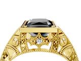 Yellow gold Fancy Black Radiant Cut Brilliant Milgrain Filigree Diamond Ring with Square Prong Setting_4