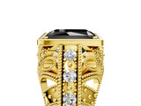 Yellow gold Fancy Black Radiant Cut Brilliant Milgrain Filigree Diamond Ring with Square Prong Setting_5