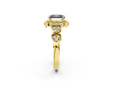 Yellow gold Fancy Black Radiant Cut Brilliant Milgrain Pave Heart Band Solitaire Ring_2