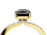 Yellow gold Fancy Black Radiant Cut Brilliant Pavé Band Solitaire with Four-Prong Setting_4
