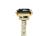Yellow gold Fancy Black Radiant Cut Brilliant Pavé Band Solitaire with Four-Prong Setting_5