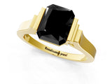 Yellow gold Fancy Black Radiant Cut Brilliant Solitaire Diamond Ring with Channel Set Band and Bar Prong Setting_1