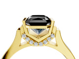 Yellow gold Fancy Black Radiant Cut Brilliant Solitaire Diamond Ring with Channel Set Band and Bar Prong Setting_4