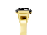 Yellow gold Fancy Black Radiant Cut Brilliant Solitaire Diamond Ring with Channel Set Band and Bar Prong Setting_5
