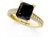 Yellow gold Fancy Black Radiant Cut Brilliant Split Shank Pave Solitaire Ring with Four-Prong Setting_1