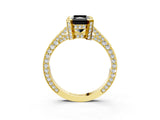 Yellow gold Fancy Black Radiant Cut Brilliant Split Shank Pave Solitaire Ring with Four-Prong Setting_3