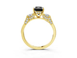 Yellow gold Fancy Black Radiant Cut Brilliant Three-Stone Pave Band with Four-Prong Setting_3