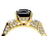 Yellow gold Fancy Black Radiant Cut Brilliant Three-Stone Pave Band with Four-Prong Setting_4