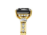 Yellow gold Fancy Black Radiant Cut Brilliant Three-Stone Pave Band with Four-Prong Setting_5
