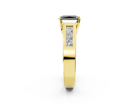 Yellow gold Fancy Black Radiant Cut Cut Channel Set Solitaire Ring with Four-Prong Setting_2