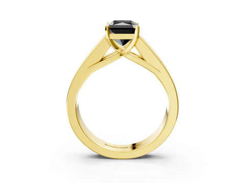Yellow gold Fancy Black Radiant Cut Cut Channel Set Solitaire Ring with Four-Prong Setting_3