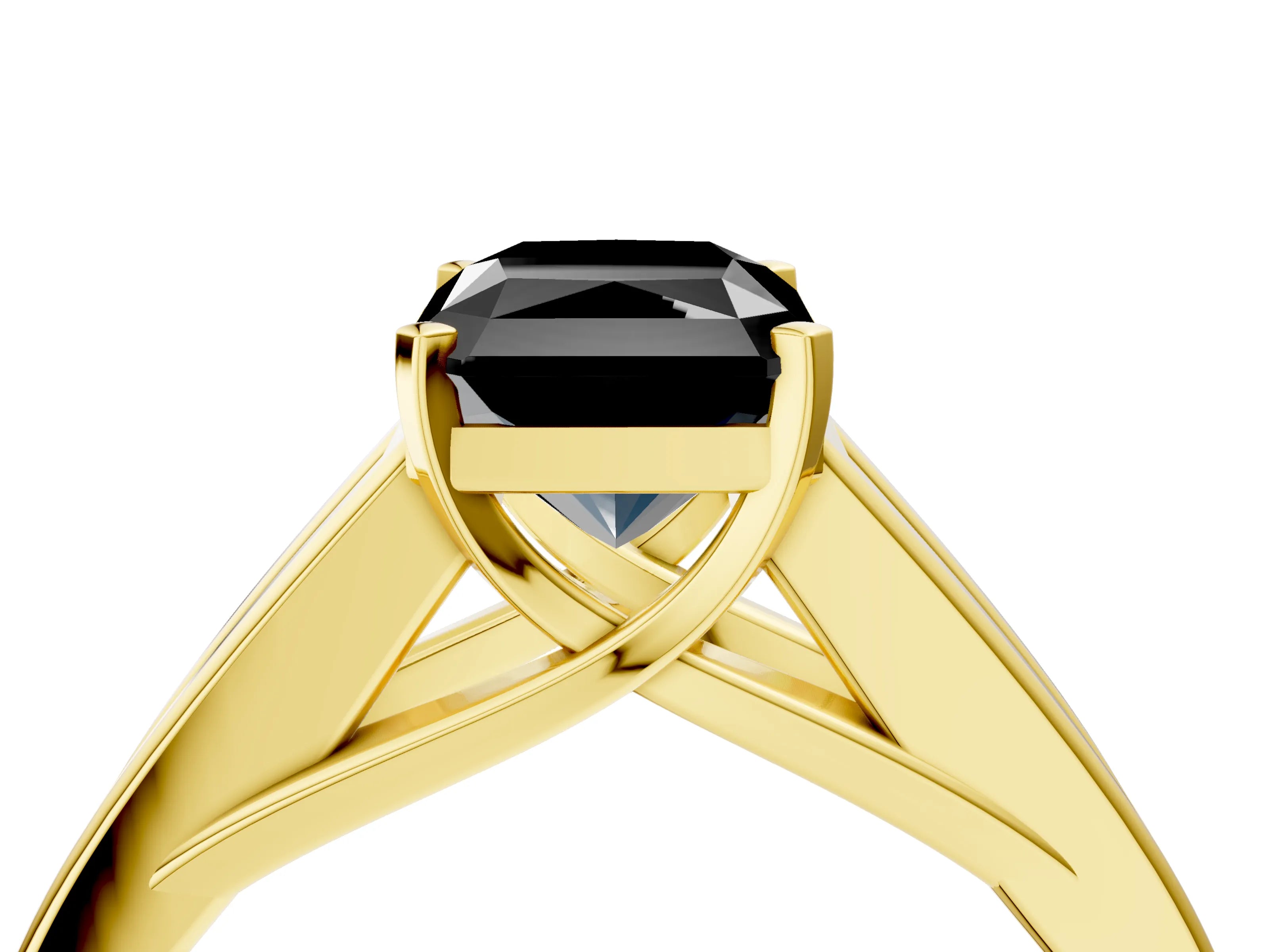 Yellow gold Fancy Black Radiant Cut Cut Channel Set Solitaire Ring with Four-Prong Setting_4