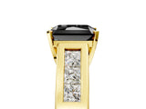 Yellow gold Fancy Black Radiant Cut Cut Channel Set Solitaire Ring with Four-Prong Setting_5