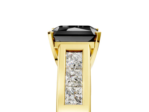 Yellow gold Fancy Black Radiant Cut Cut Channel Set Solitaire Ring with Four-Prong Setting_5