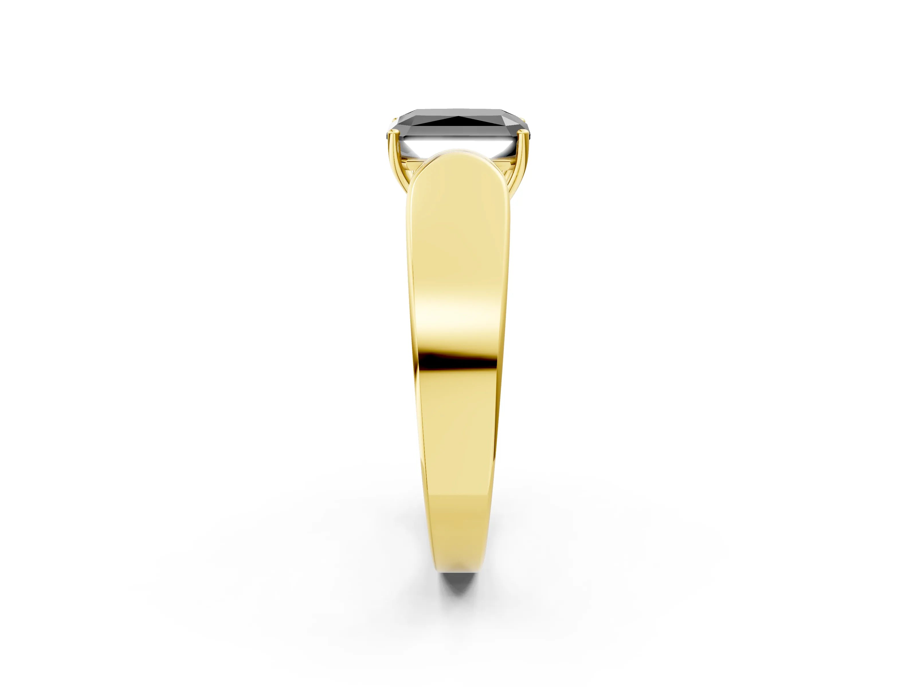 Yellow gold Fancy Black Radiant Cut Cut Diamond Channel Set Solitaire Ring with Four-Prong Setting_2