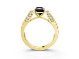 Yellow gold Fancy Black Radiant Cut Cut Diamond Channel Set Solitaire Ring with Four-Prong Setting_3