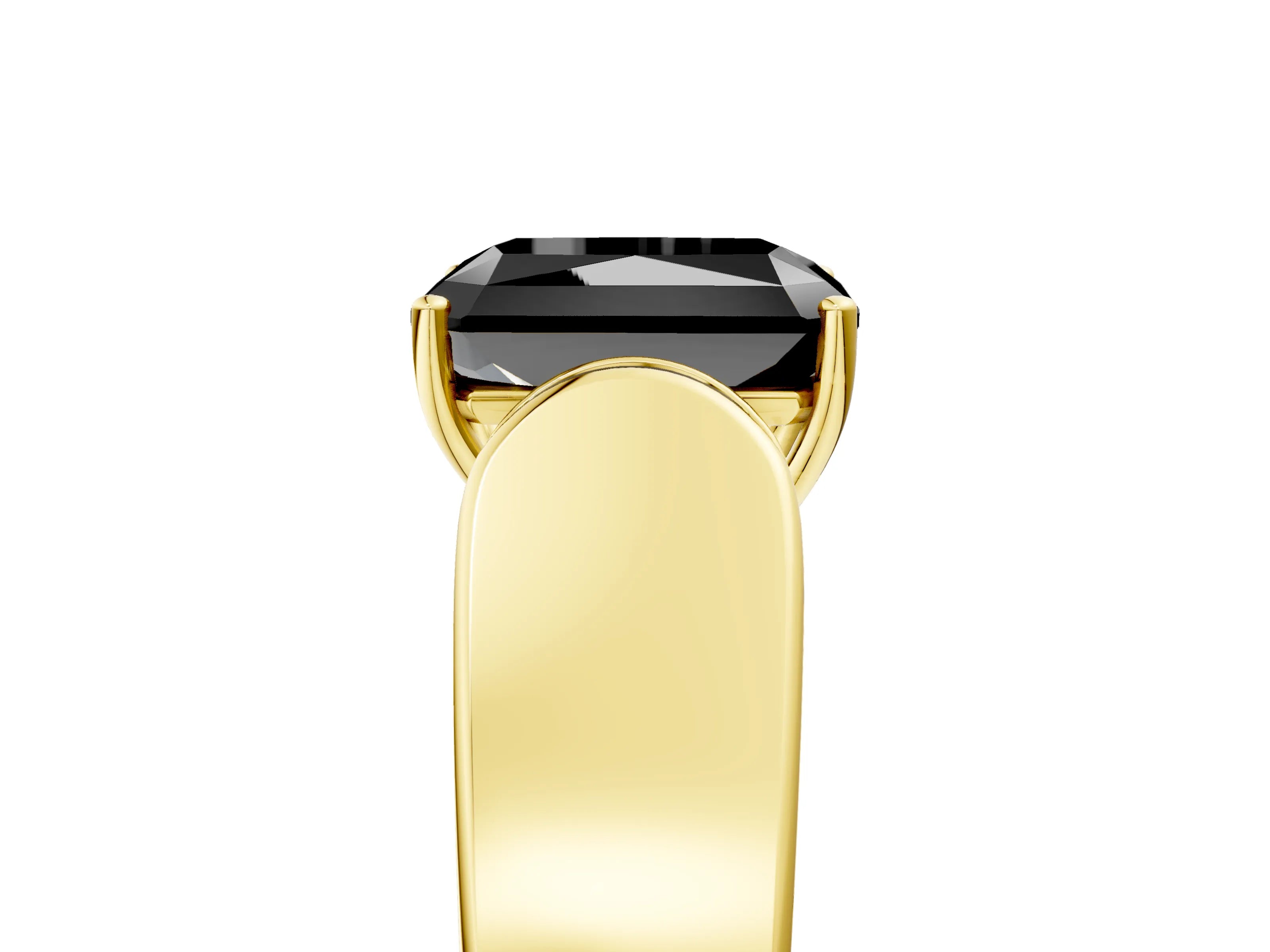 Yellow gold Fancy Black Radiant Cut Cut Diamond Channel Set Solitaire Ring with Four-Prong Setting_5