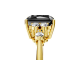 Yellow gold Fancy Black Radiant Cut Cut Diamond Cluster Ring with Solitaire Band and Four-Prong Setting_5
