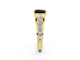 Yellow gold Fancy Black Radiant Cut Cut Diamond Engagement Ring with Pavé Band and Four-Prong Setting_2