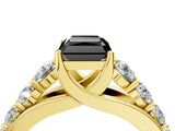 Yellow gold Fancy Black Radiant Cut Cut Diamond Engagement Ring with Pavé Band and Four-Prong Setting_4