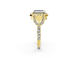 Yellow gold Fancy Black Radiant Cut Cut Diamond Halo Engagement Ring with Open Split Pavé Band_2