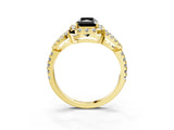 Yellow gold Fancy Black Radiant Cut Cut Diamond Halo Engagement Ring with Open Split Pavé Band_3